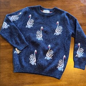 Chloe Girl Navy Swan 🦢 Wool Sweater